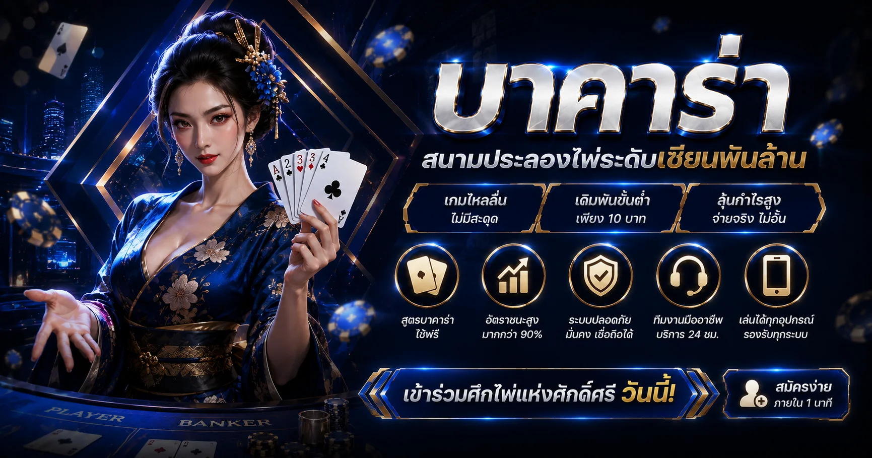 คาสิโนออนไลน์ 1xBet บาคาร่าสดดีลเลอร์จริง